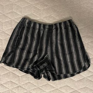 black and grey striped shorts